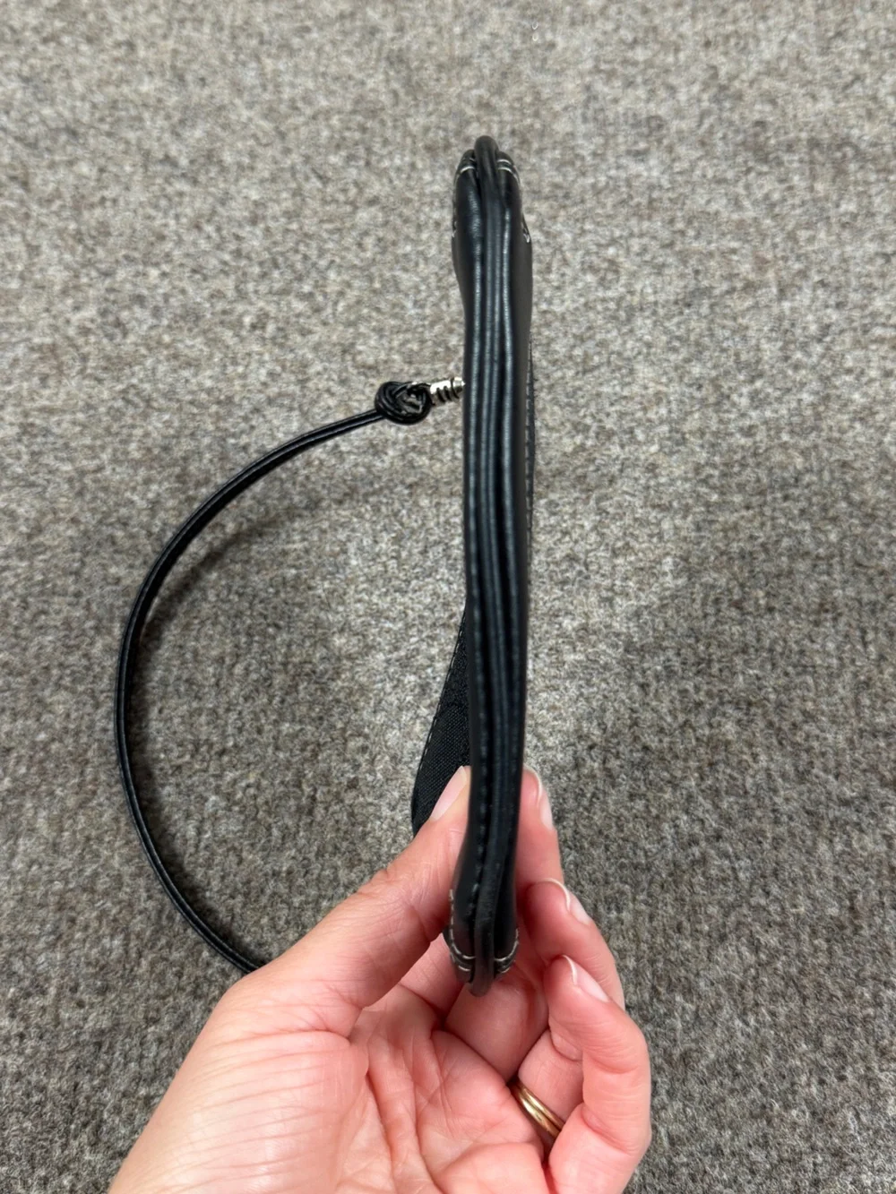 Coach Black Canvas Leather Signature Monogram Wristlet Wallet Pouch‎ Zip Closure